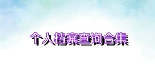 个人档案查询合集